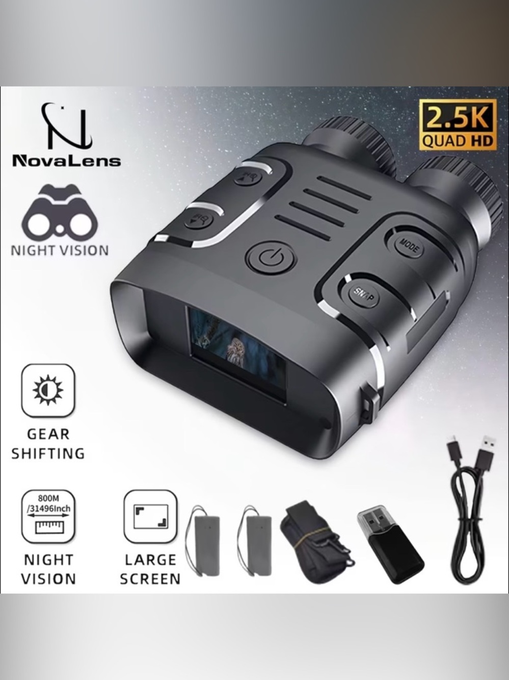 (32) - Infrared Night Vision Binoculars– 2.5K HD Digital Camera w/ Zoom & Screen